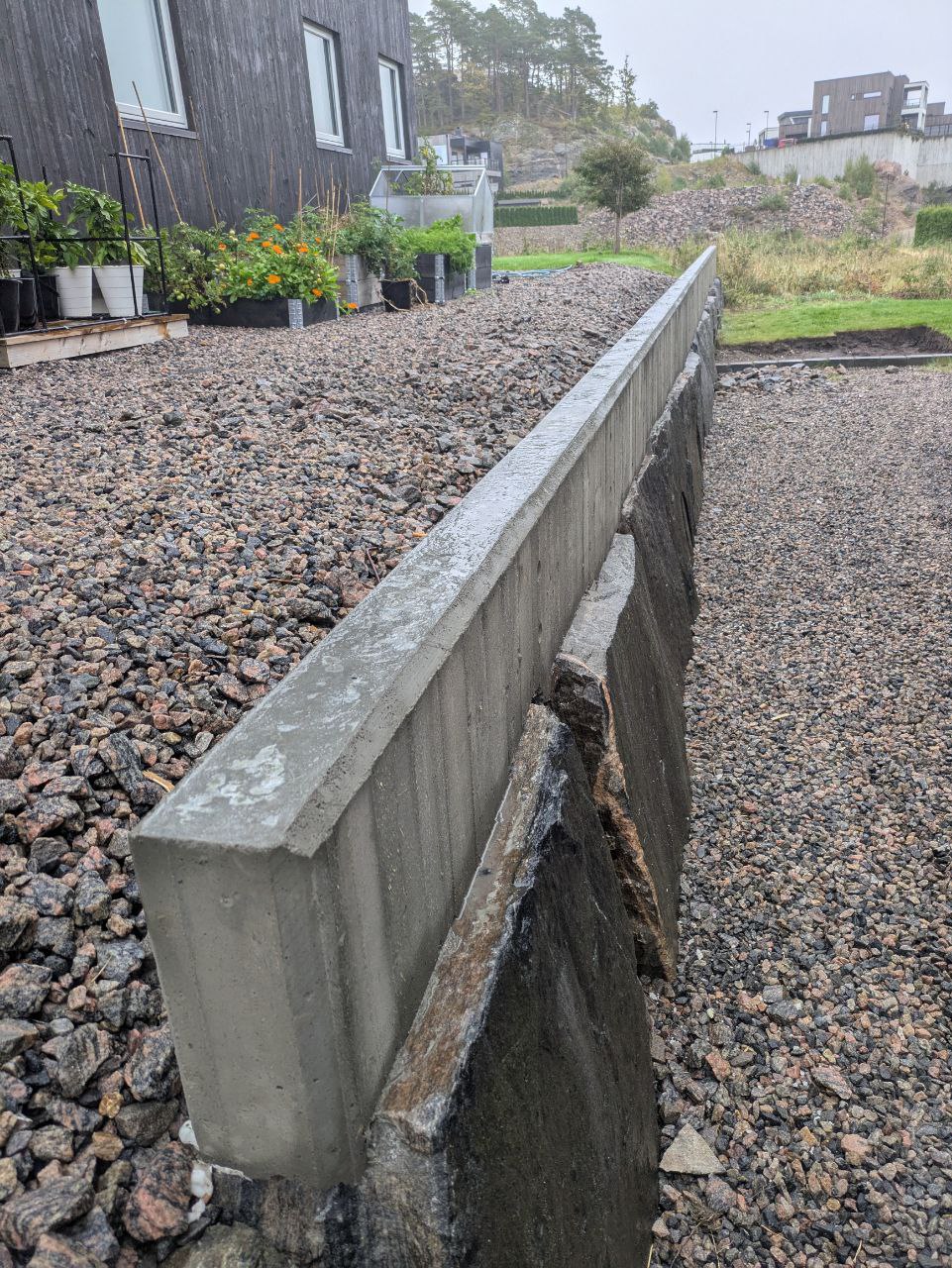 Bordforskalt betongmur